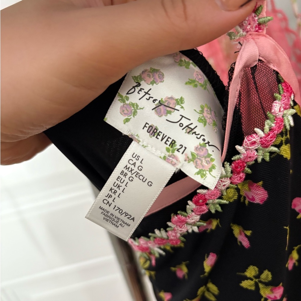 Betsey Johnson x forever 21 Black Floral Midi Slip Dress - Picture 6 of 7